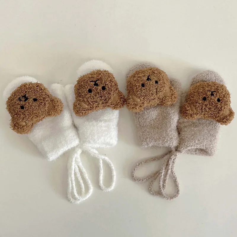 Teething Mitten Baby - 1-4Y Karikatür Ayı Bebek Eldivenler Kış
