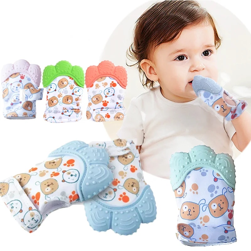 Teething Mitten Baby - Karikatür Baskılı Bebek Diş Kaşıyıcı Eldivenler